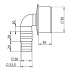 Переходник Ø50 мм для подключения сливного шланга под углом 90 град. Артикул 10981327.