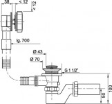 Слив-перелив медно-латунный, полуавтомат, хромированные вентиль и клапан из латуни. Артикул 30987154.
