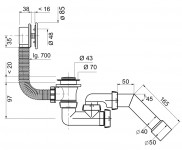 Слив-перелив полуавтомат с внешним кабелем, переходная труба. Артикул 30975104.